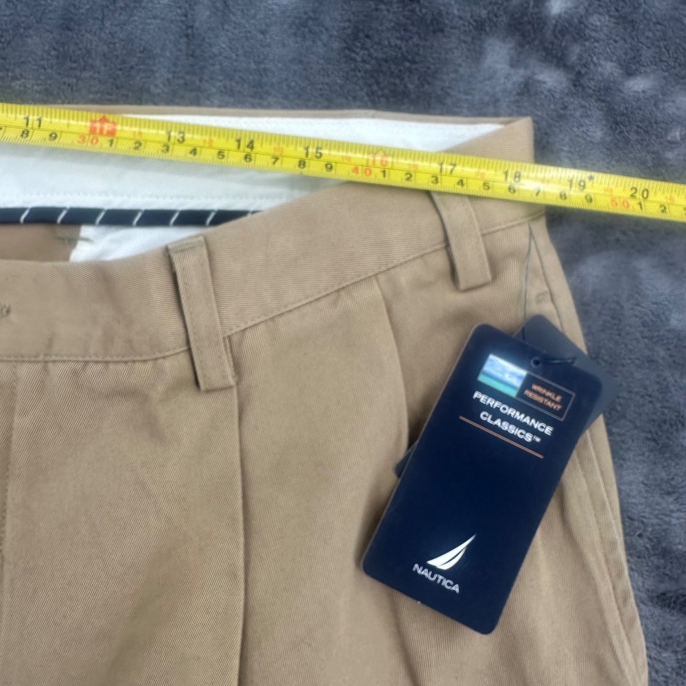NEW Nautica Mens Rigger Performance Classics Pleated Chino Pants Khaki 38x32 NWT - Picture 8 of 9